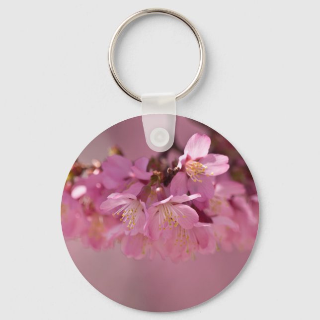 Sakura Cherry Blossoms Delicate Pink Bouquet Key Ring (Front)