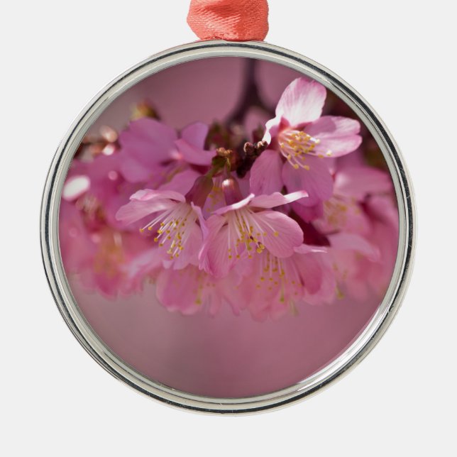 Sakura Cherry Blossoms Delicate Pink Bouquet Metal Tree Decoration (Front)