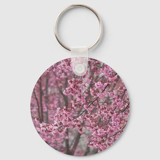 Sakura Cherry Blossoms Flowing Pink Key Ring (Front)