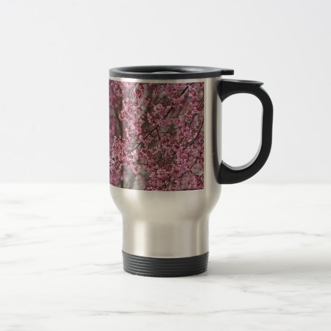 Sakura Cherry Blossoms Flowing Pink Travel Mug (Right)
