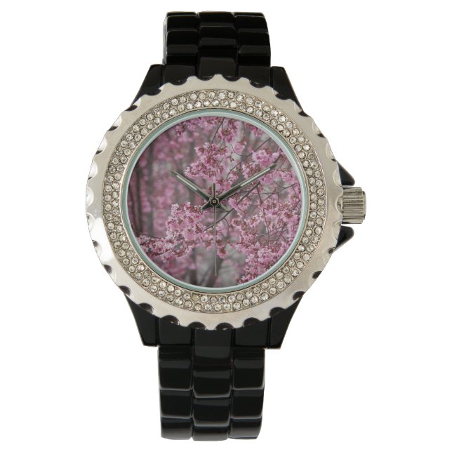 Sakura Cherry Blossoms Flowing Pink Watch (Front)
