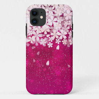 Sakura Cherry Blossoms Fuchsia & White Flowers iPhone 11 Case