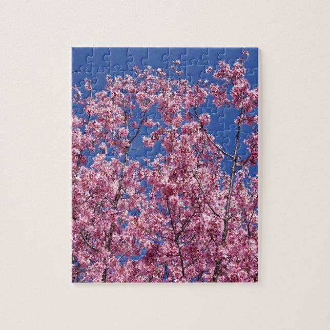 Sakura Cherry Blossoms Into The Blue Jigsaw Puzzle (Vertical)
