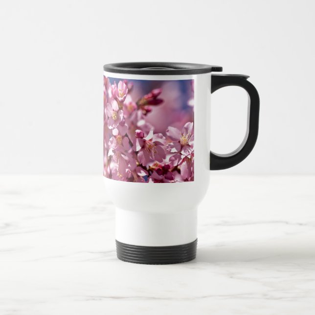 Sakura Cherry Blossoms Kissed by Sunlight Travel Mug (Right)