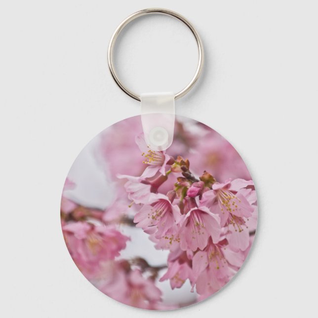 Sakura Cherry Blossoms Pale Pink Key Ring (Front)