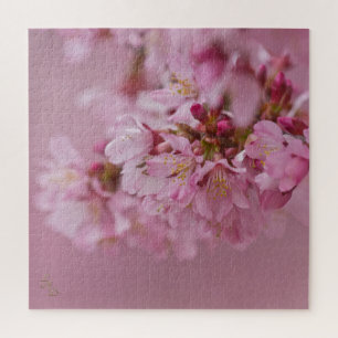 Sakura Cherry Blossoms Pale Pink Reflections Jigsaw Puzzle