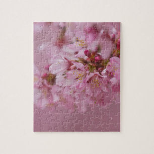 Sakura Cherry Blossoms Pale Pink Reflections Jigsaw Puzzle