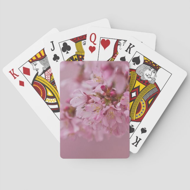 Sakura Cherry Blossoms Pale Pink Reflections Playing Cards (Back)