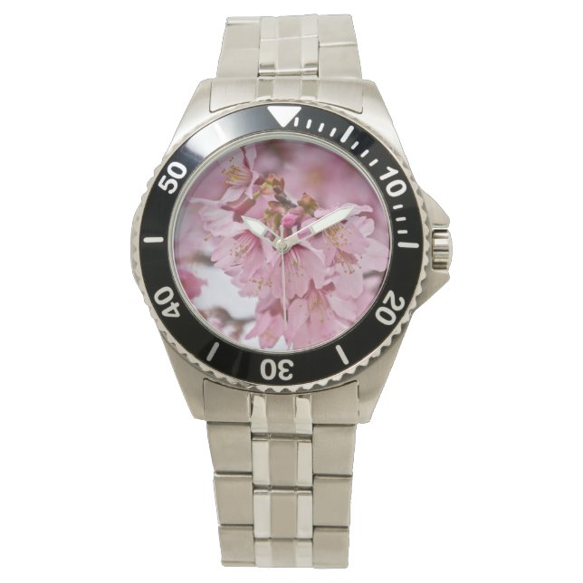 Sakura Cherry Blossoms Pale Pink Watch (Front)