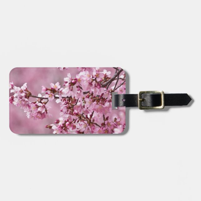 Sakura Cherry Blossoms Pastel Pink Layers Luggage Tag (Front Horizontal)