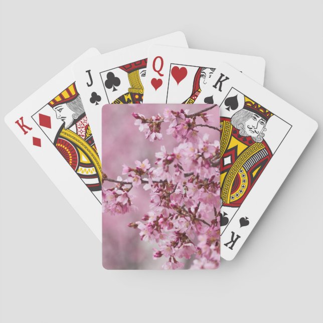 Sakura Cherry Blossoms Pastel Pink Layers Playing Cards (Back)