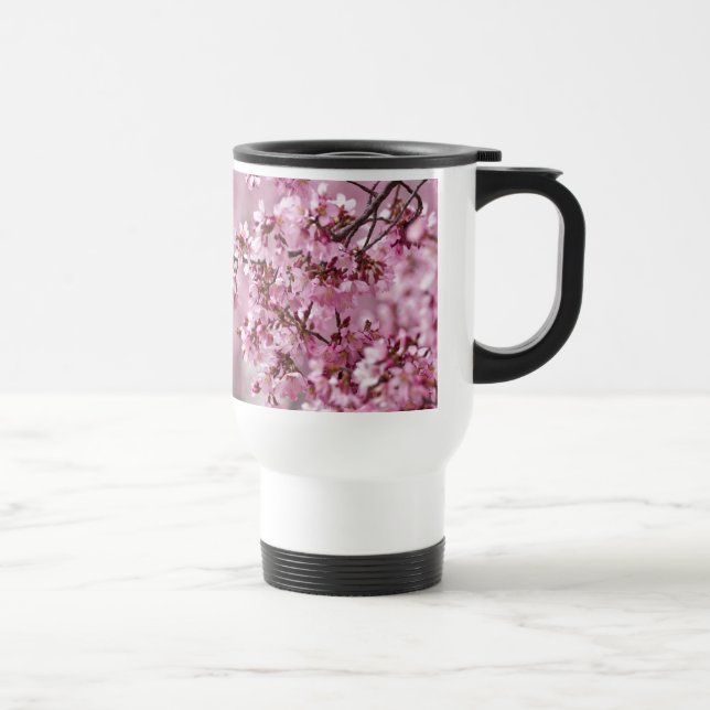Sakura Cherry Blossoms Pastel Pink Layers Travel Mug (Right)