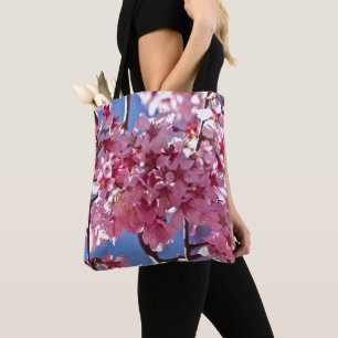 Sakura Cherry Blossoms Red Stars Tote Bag