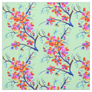 Sakura Cherry Flower Blossom in Bold Colours Fabric