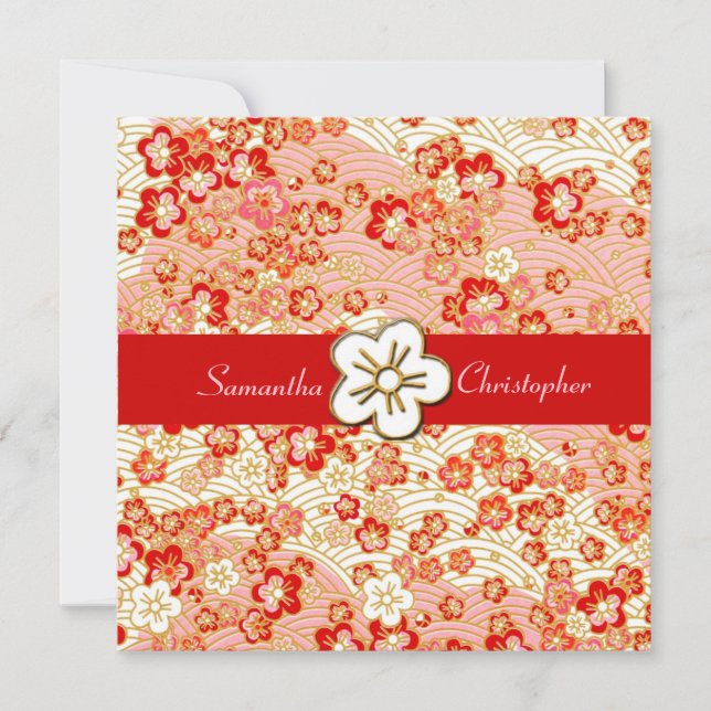 Sakura Chirimen wedding invitations (Front)