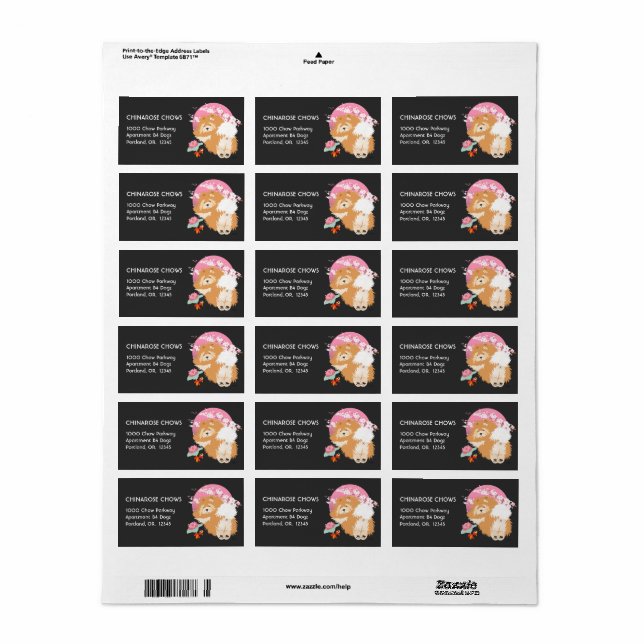 SAKURA  - Chow  Address labels customise (Full Sheet)