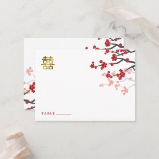 Sakura Double Happiness Chinese Wedding Place Card