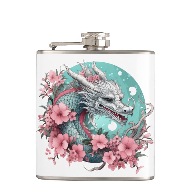 Sakura Dragon Hip Flask (Front)