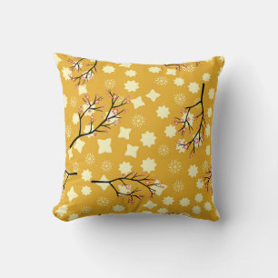 Sakura Elegance: Chinese Floral Pattern. Cushion