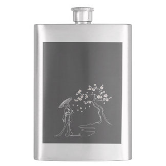Sakura Elegance: Kimono Woman Classic Flask