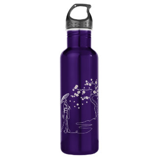 Sakura Elegance: Kimono Woman Water Bottle