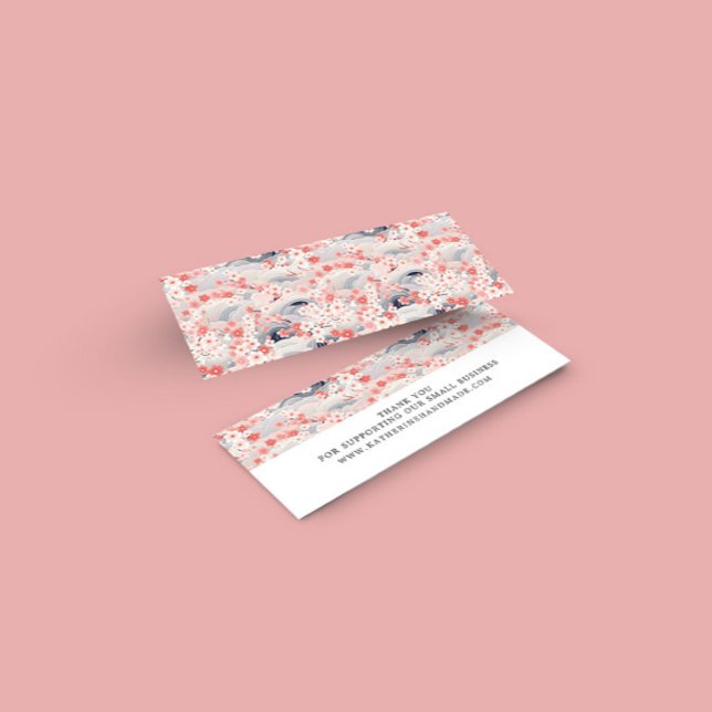 Sakura Floral Navy Small Business Thank You Card (Creator Uploaded)