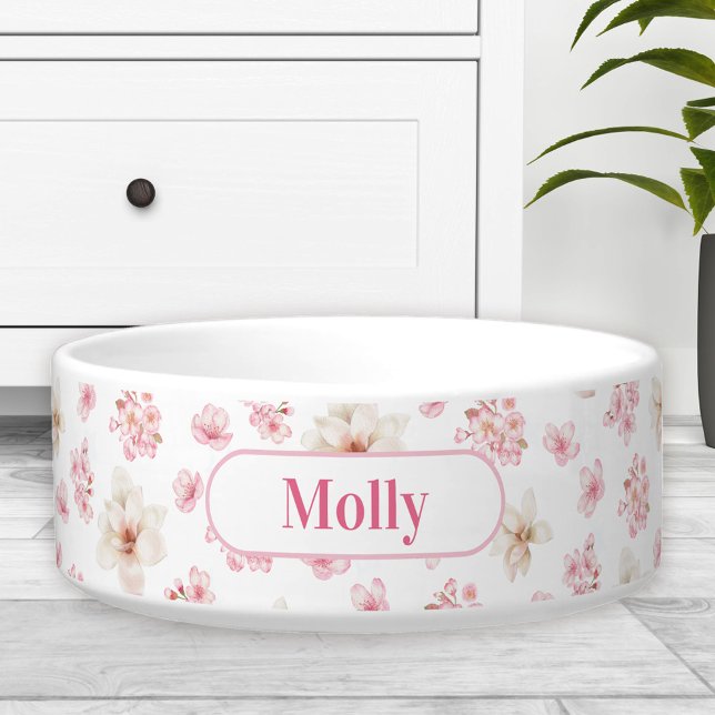 Sakura Floral Pattern Name White Pink Pet Bowl (Sakura Floral Pattern Name White Pink Pet Bowl)
