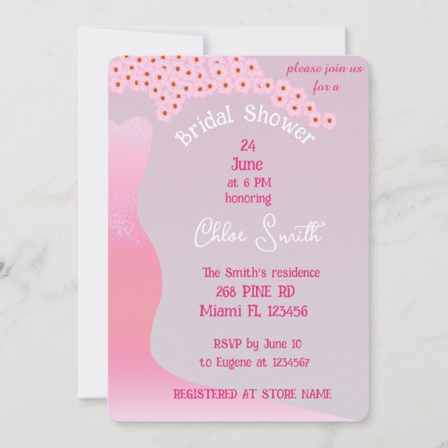 Sakura Florals Pink Wedding Dress Bridal Shower  (Front)