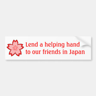 Sakura flower helping hand to Japan relief charity Bumper Sticker