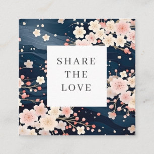 Sakura Flower Navy Waves Loyalty Card