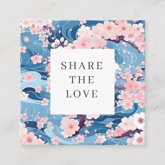 Sakura Flower Navy Waves Loyalty Card (Front)