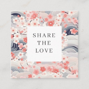 Sakura Flower Navy Waves Loyalty Card