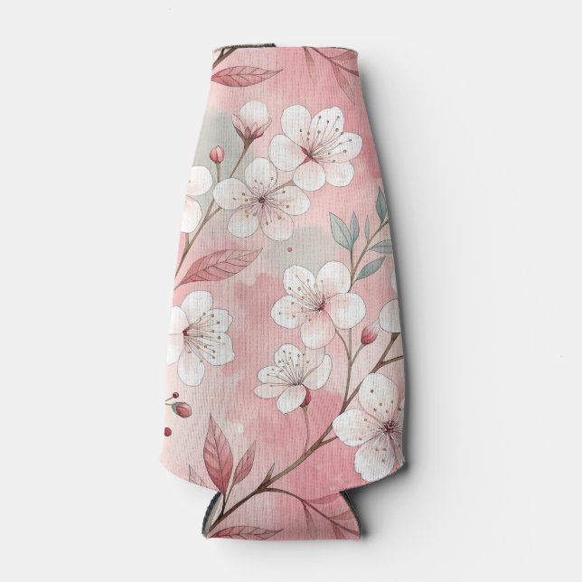 Sakura Flower Pattern Pink  Bottle Cooler (Front)