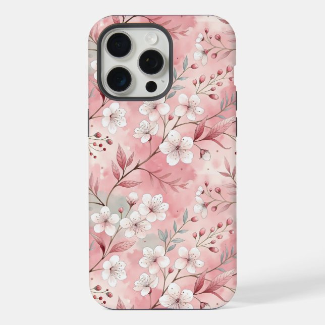 Sakura Flower Pattern Pink  iPhone Case (Back)