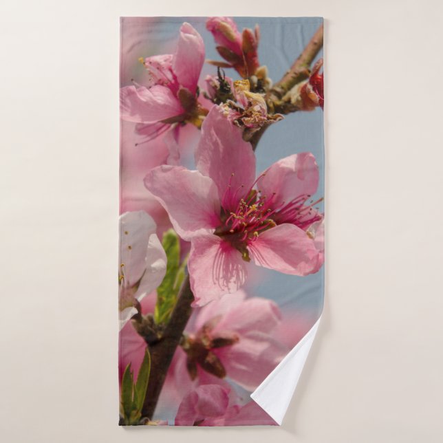 Sakura Flower, Pink Japanese Photography Bath Towel Set (Bath Towel)