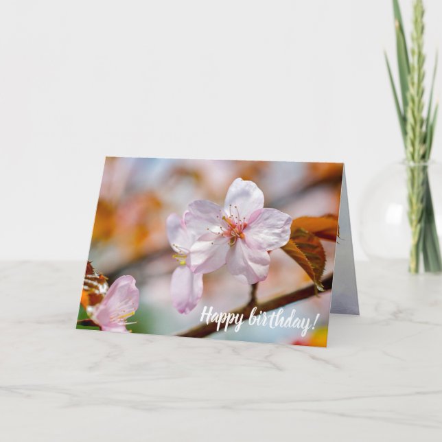 Sakura Flowers And Orange Leaves In Springtime Card (Front)