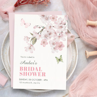 Sakura flowers bloom bridal shower invitation
