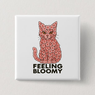 Sakura Flowers Cat Feeling Bloomy 15 Cm Square Badge