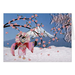 Sakura Geisha Bird in the Snow Cherry Blossoms
