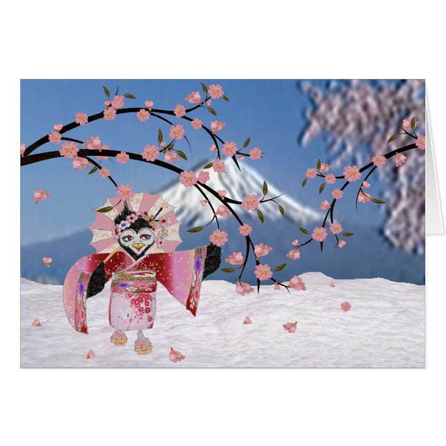 Sakura Geisha Bird in the Snow Cherry Blossoms (Front Horizontal)