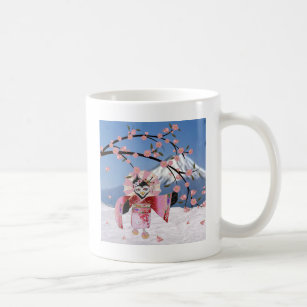 Sakura Geisha Bird in the Snow Cherry Blossoms Coffee Mug
