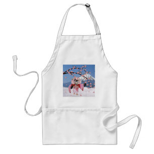 Sakura Geisha Bird in the Snow Cherry Blossoms Standard Apron