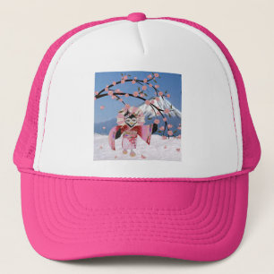 Sakura Geisha Bird in the Snow Cherry Blossoms Trucker Hat