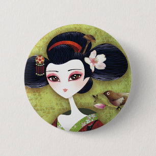 Sakura Girl 6 Cm Round Badge