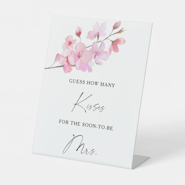 Sakura - How many kisses bridal shower game Pedestal Sign (Front)