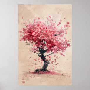 Sakura in the Wind – Japanese Cherry Blossom Paint Poster