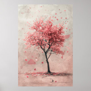 Sakura in the Wind – Japanese Cherry Blossom Paint Poster