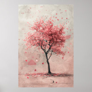 Sakura in the Wind – Japanese Cherry Blossom Paint Poster