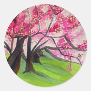 Sakura Japanese Cherry Blossom art Classic Round Sticker