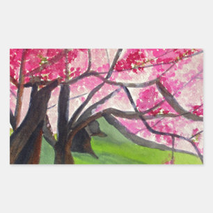 Sakura Japanese Cherry Blossom art Rectangular Sticker
